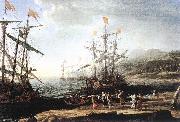 Claude Lorrain Marine with the Trojans Burning their Boats dfg oil